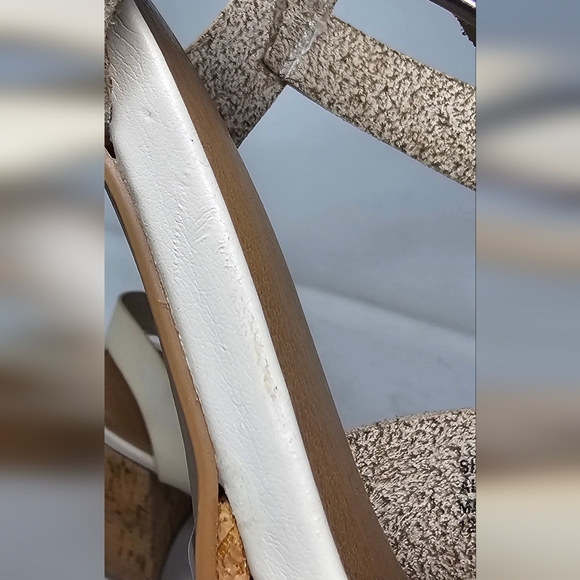 Lane Bryant Dream Cloud Cross-Front Faux Leather Platform Block Heel Beige 10.5W - Picture 12 of 16